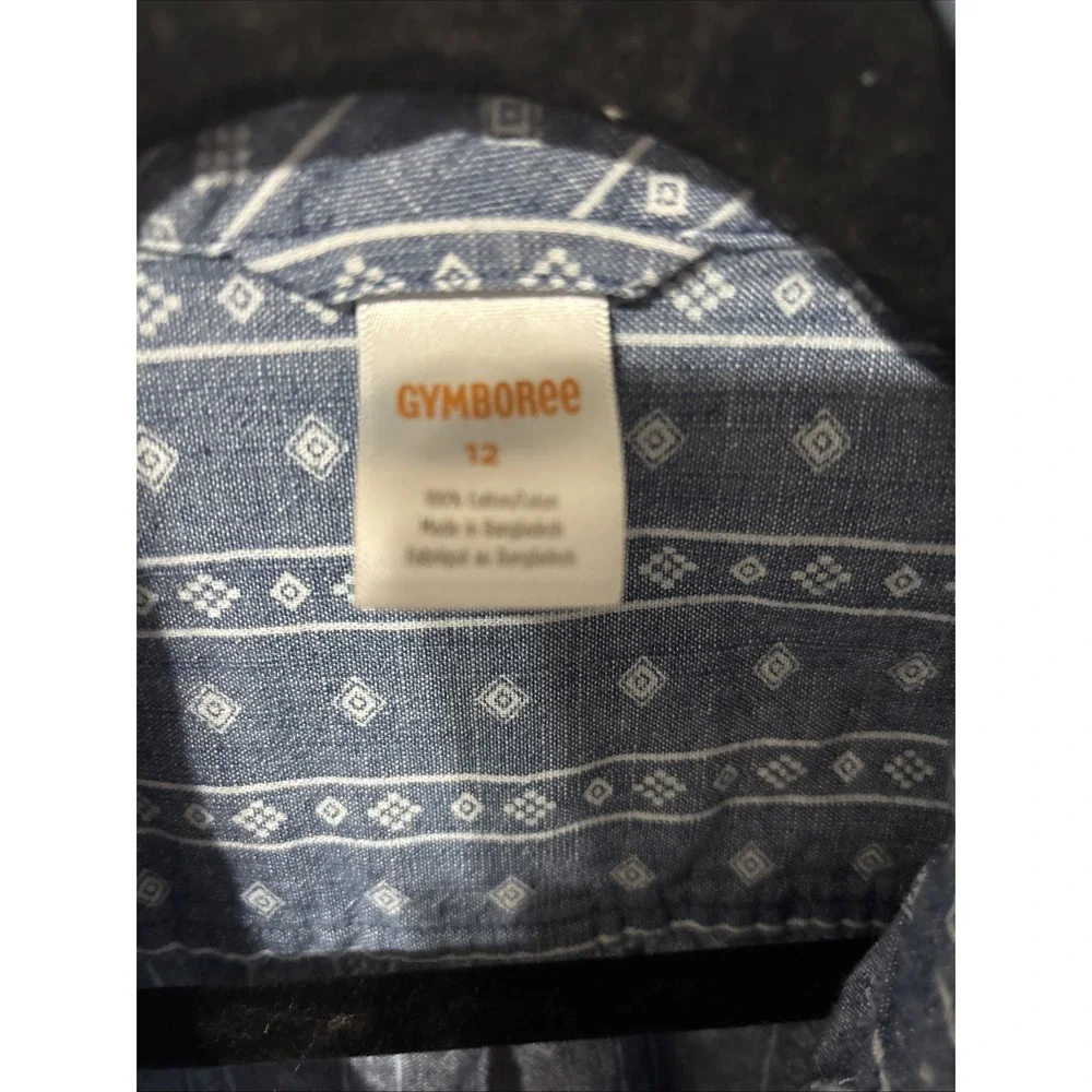 Gymboree Button Down Snap Button Chambray Shirt Size‎ 12 Boys